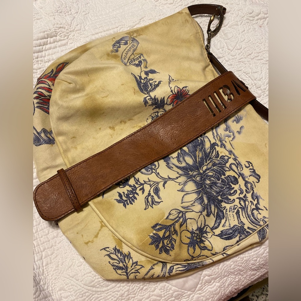 Roberto Cavalli 2 sided hobo bag with leather strap closure